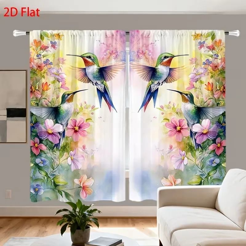 Ensemble de rideaux à thème floral printanier, 2 pièces, décoration de printemps, rideaux de décoration de chambre de haute qualité