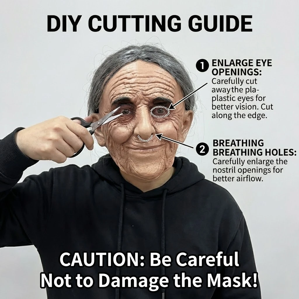 Latex Old Grandma Mask Halloween Costume Party Prop Realistic Wrinkled Old Lady Head Cover Cosplay Latex Mask - view 5
