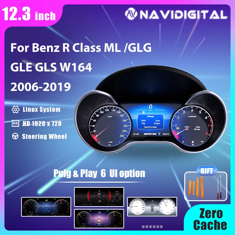 12.3 LCD Digital Dashboard Cluster For Benz R Class ML GL G GLE GLS W164 W166 W463 2006-2019 Years Auto Instrument Panel Cockpit