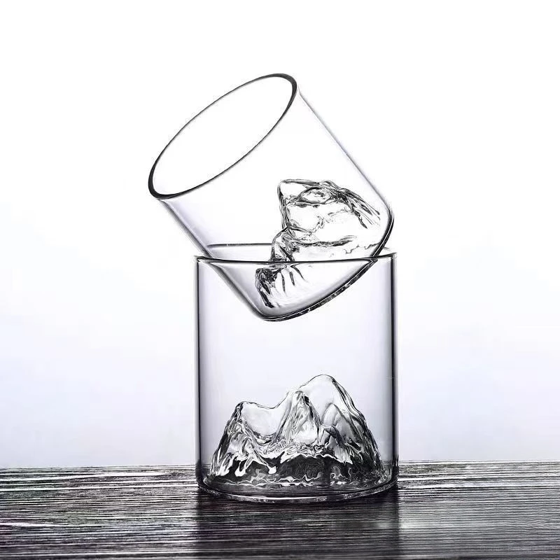 Vasos de whisky transparentes, vasos de cristal de montaña para beber Bourbon, coñac, escocés, cócteles, 125-380ml