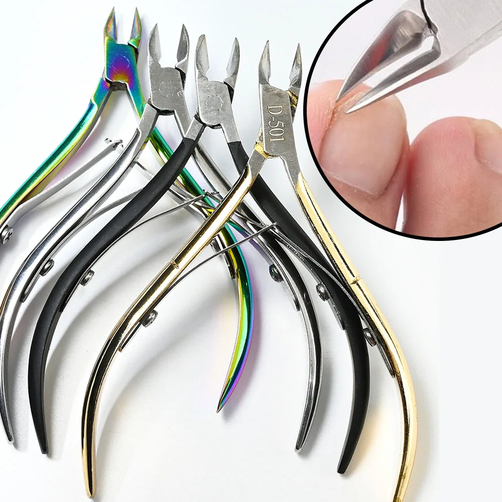 4-Colors Professional Stainless Steel Cuticle Nippers Gold/Silver/Laser Cuticle Nipper Trimming For Repair Dead Skin Nail Tools