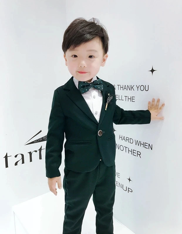 Kids Jacket Pants 2Pcs Formal Tuexdo Dress Boys Suits For Weddings Children's Day Chorus Show Formal Suit Piano Ceremony Costume