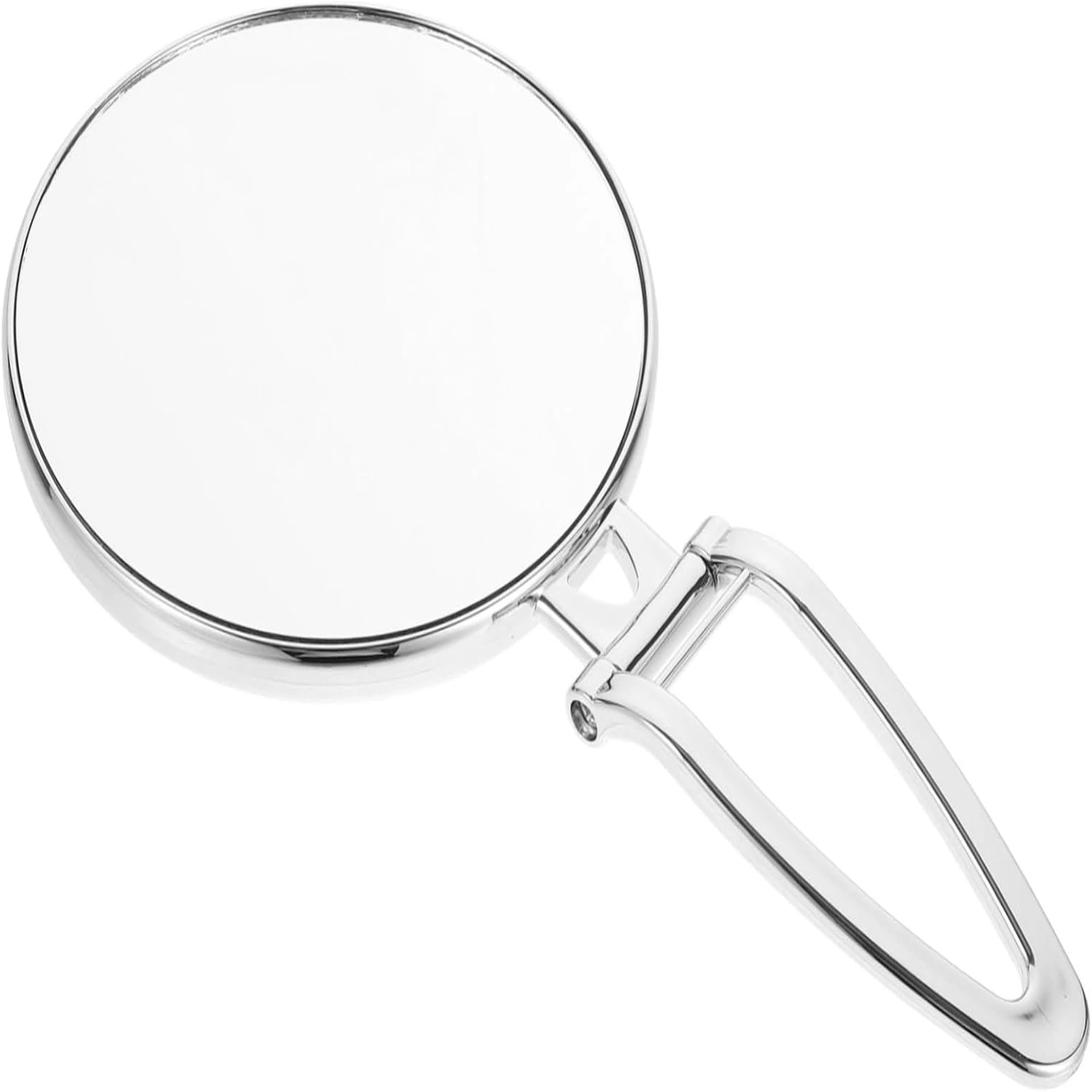 Double Side Handle   for Girls Standing Makeup  Magnifying  Pocket Magnifying Glass Beauty  Fold Stand  Resin Silver  Woman