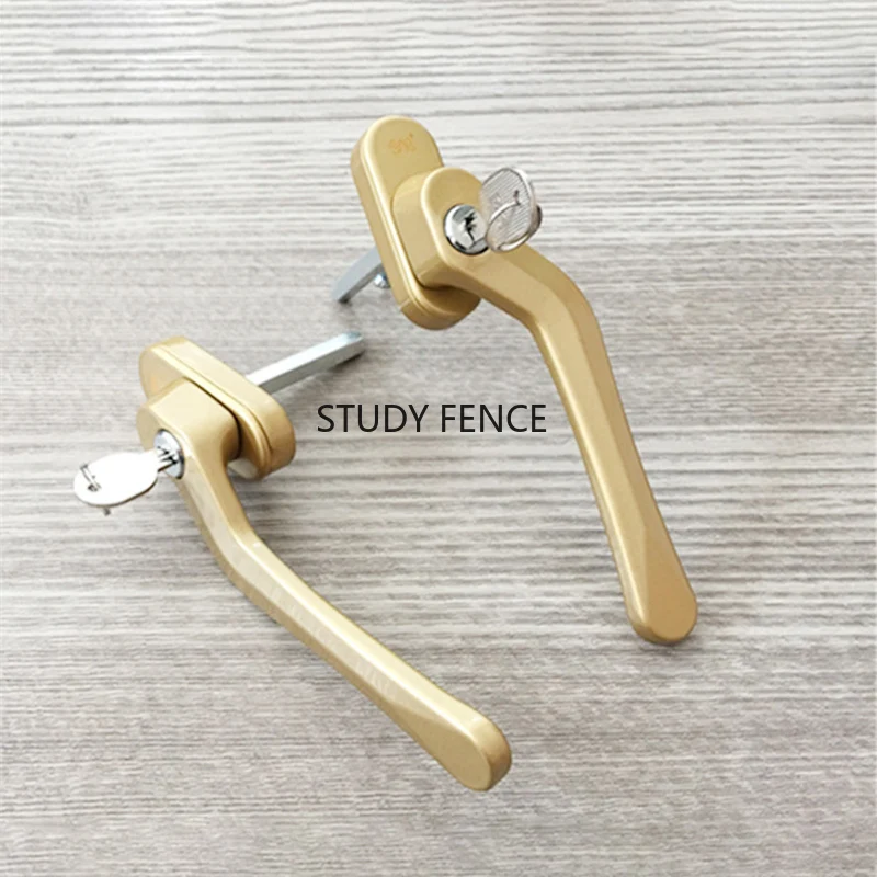 Aluminum Alloy Window Lock Square Shaft Pull Handle Diamond Mesh Casement Window Curved Key Square Steel Handle Lock