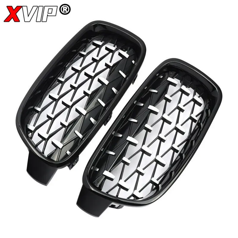 XVIP chromowane srebrne diamentowe kratki górne do BMW 3 Series F30 F31 F35 2012-2019 320i 325i 328i przedni zderzak wyścigowy grille