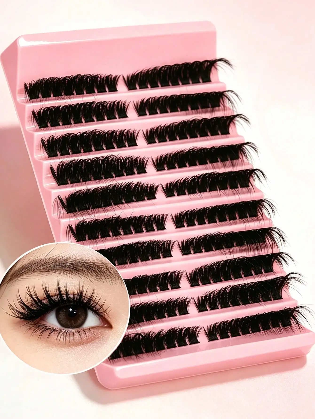 Flauschige Cluster-Wimpern 10 Reihen D-Curl DIY Wimpernverlängerungen Weiche Wiederverwendbare Einzelwimpern für Tägliches Party-Make-up – Detail 2