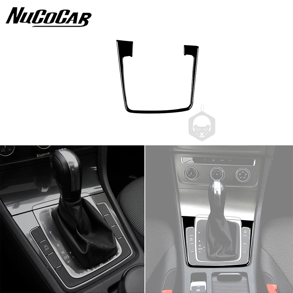 For Volkswagen Golf 7 2018-UP Car Accessories Piano Black Plastic Interior Gear Panel Frame Trim Sticker Decoration