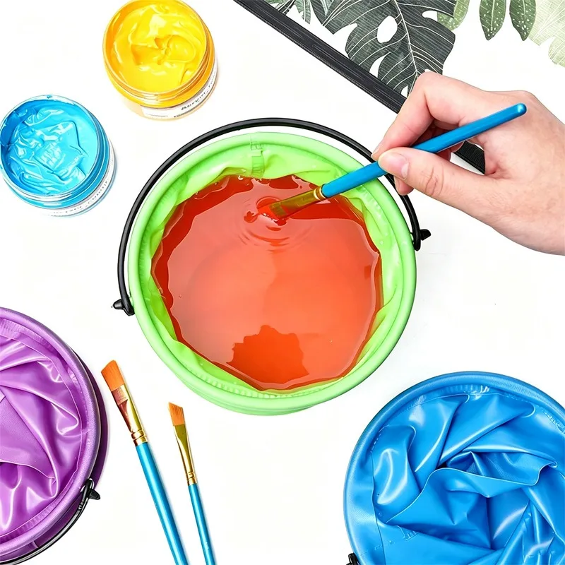 Portable Telescopic Plastic Paint Brush Washing Bucket, Retractable Folding Water Bucket, Lightweight Art Painting Supplies