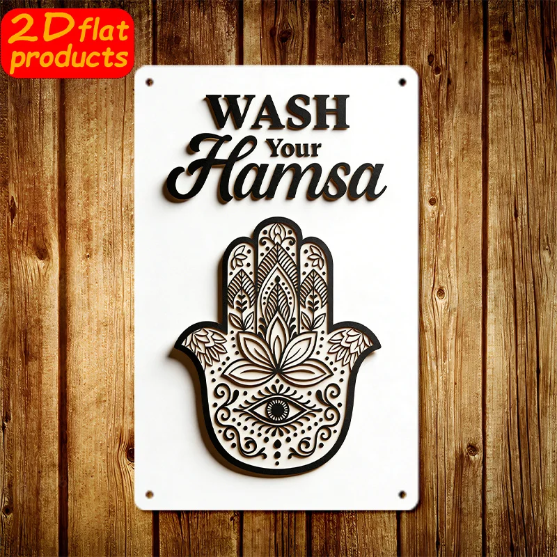 CIFBUY Vintage Aluminum Wall Art Waterproof Durable For Home Study Indoor Outdoor Hamsa Hand Symbol Decor Sign