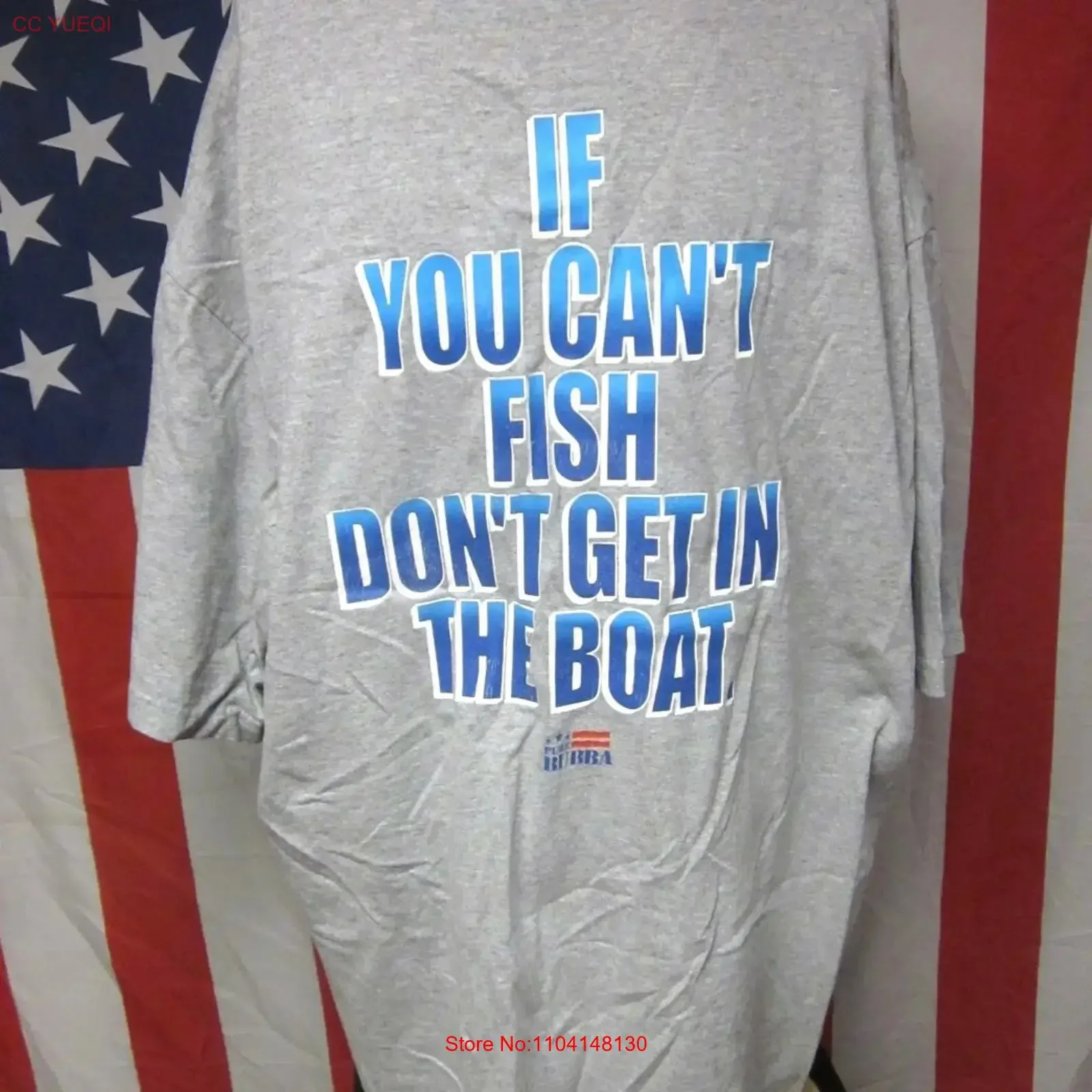 Camiseta PURE BUBBA 3XL con estampado 'Can't Fish Don't Get in Boat', estilo 'American Attitude', vintage, lavada, para hombre, streetwear, gráfica, transpirable, talla XXXL