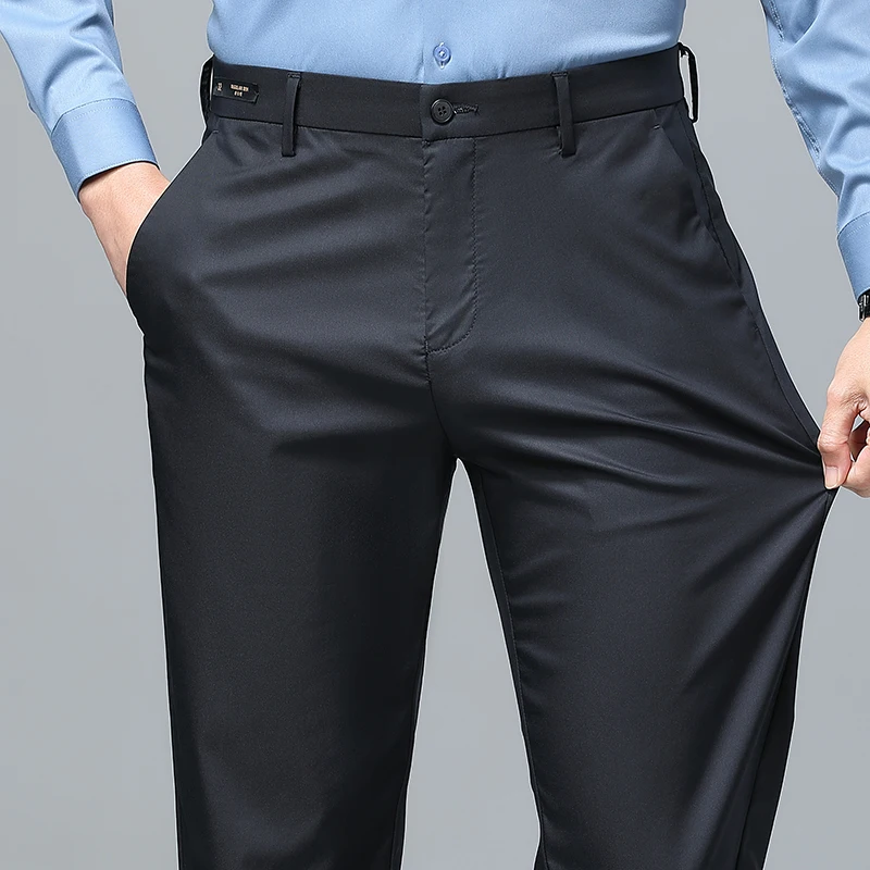 New Spring And Summer Fashion Versatile Comfortable Breathable Smooth And Stylish Pants For Men'S Casual Business Trousers