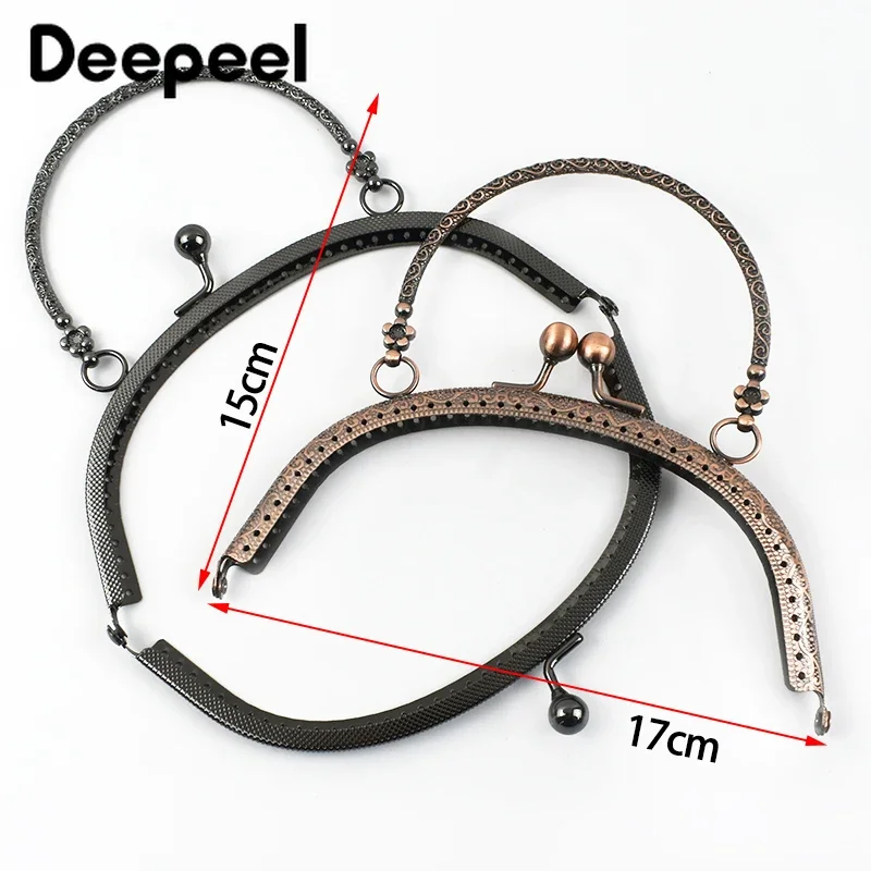 1/2/5Pcs Deepeel 16cm Metal Embossed Semicircle Bags Handle for Women Handbag Purse Frame Kiss Clasp DIY Sewing Bag Accessories