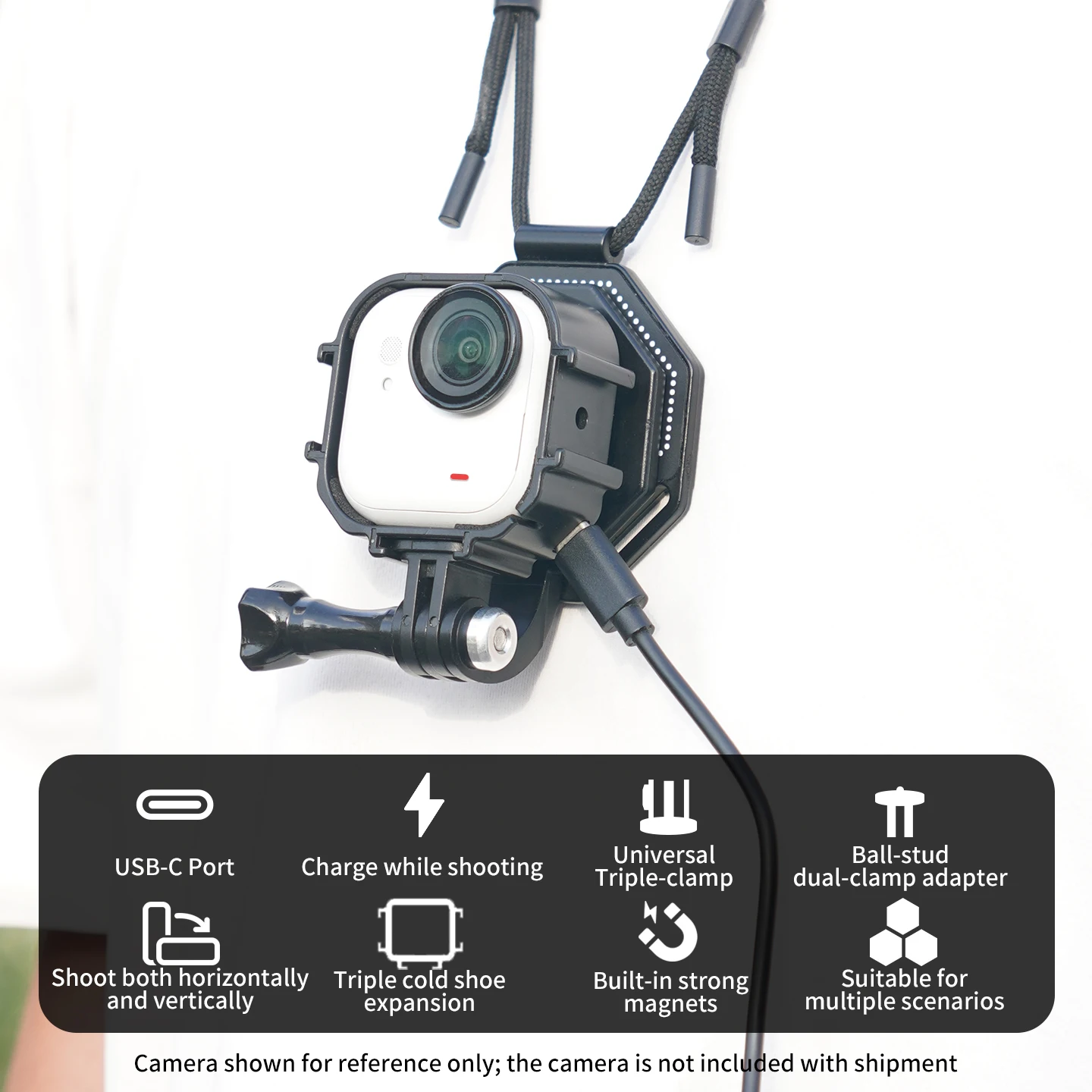 Für Insta360 GO Ultra Action-Kamera: Flexibler Erweiterungsriemenhalter mit Ladeanschluss für Fahrrad, Motorrad, Outdoor, POV, Vlog – Detail 24