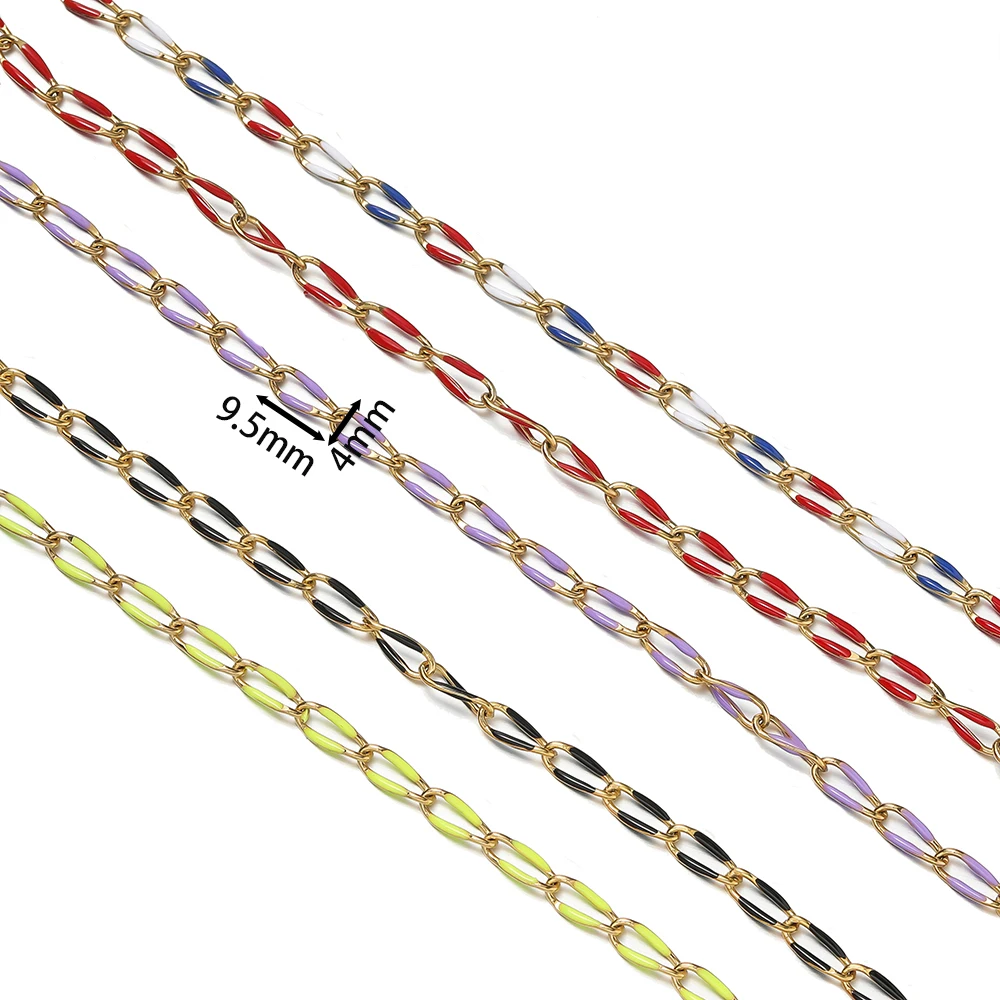 1 Meter Colorful Lip Shape Enamel Chain Stainless Steel Chain Jewelry Making DIY Necklace Bracelet Jewelry Chains Findings