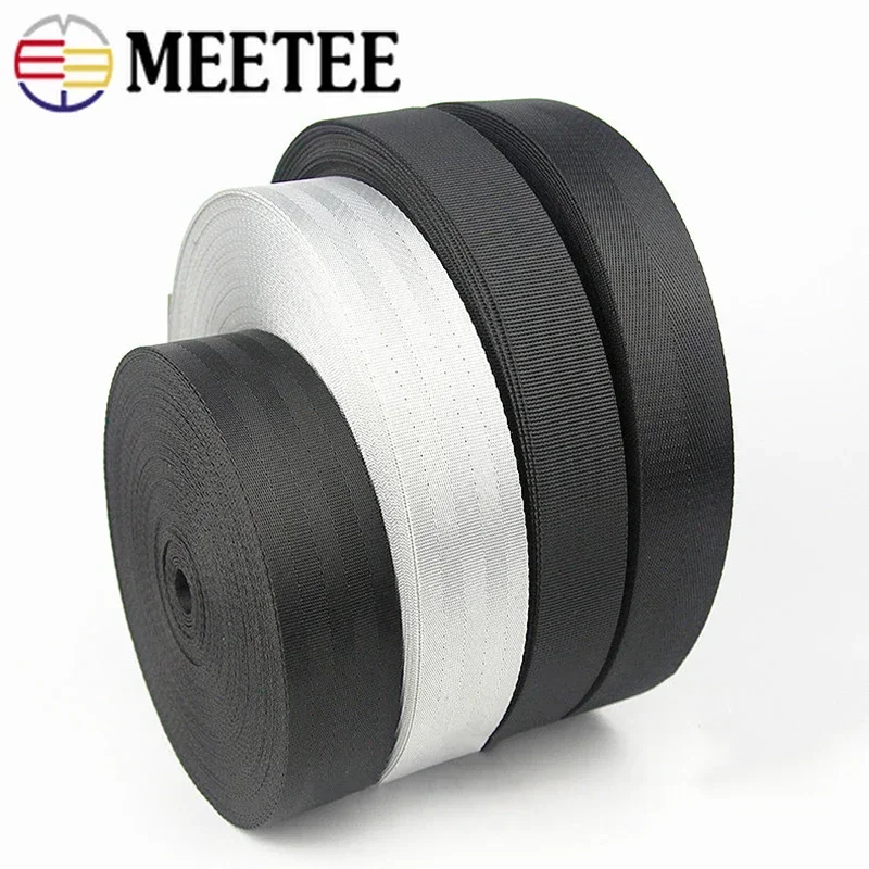 Meetee 5M 20/25/32/38/50mm Nylon Webbing Tape Bag Strap Seat Safety Belt Band DIY Backpack Clothes Binding Sewing Accessories