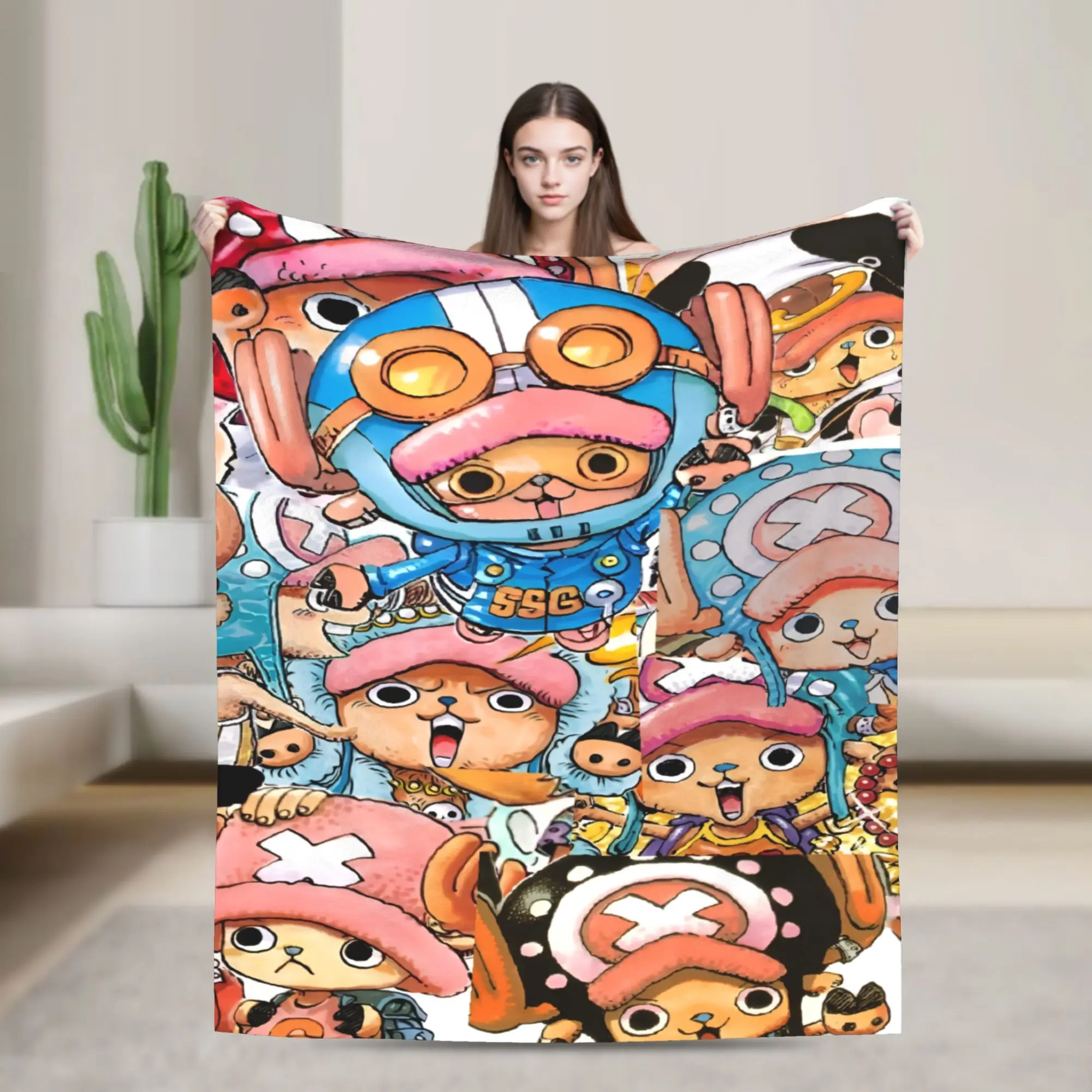 Custom Chopper Janpan Anime Blanket Warm Fleece Soft Flannel Japan Throw Blankets for Bed Sofa Car Autumn