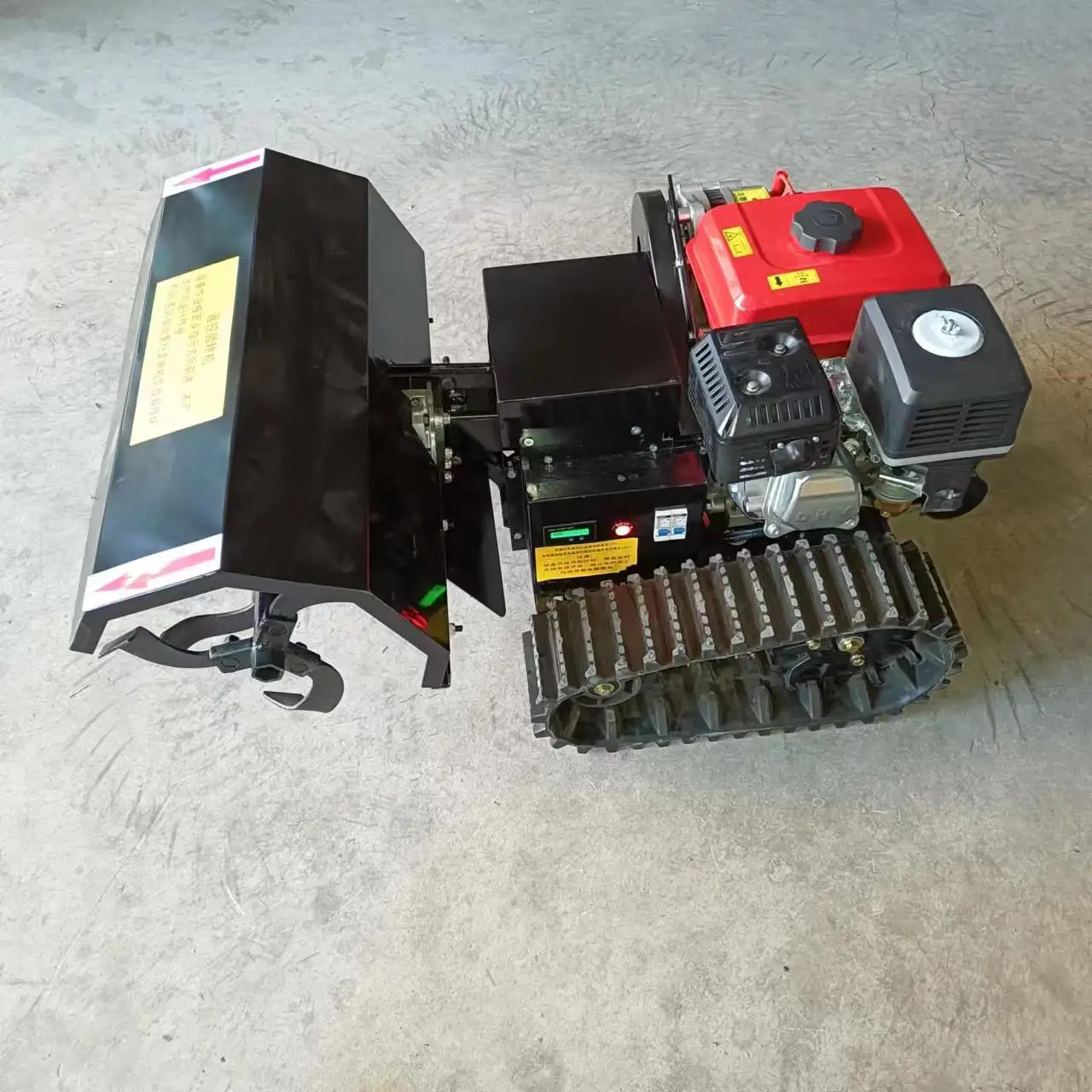 

Power Agricultural Farming Rotavator Rotary Tiller Crawler Tractor Mini Crawler Cultivator Remote Control Tillage Machine