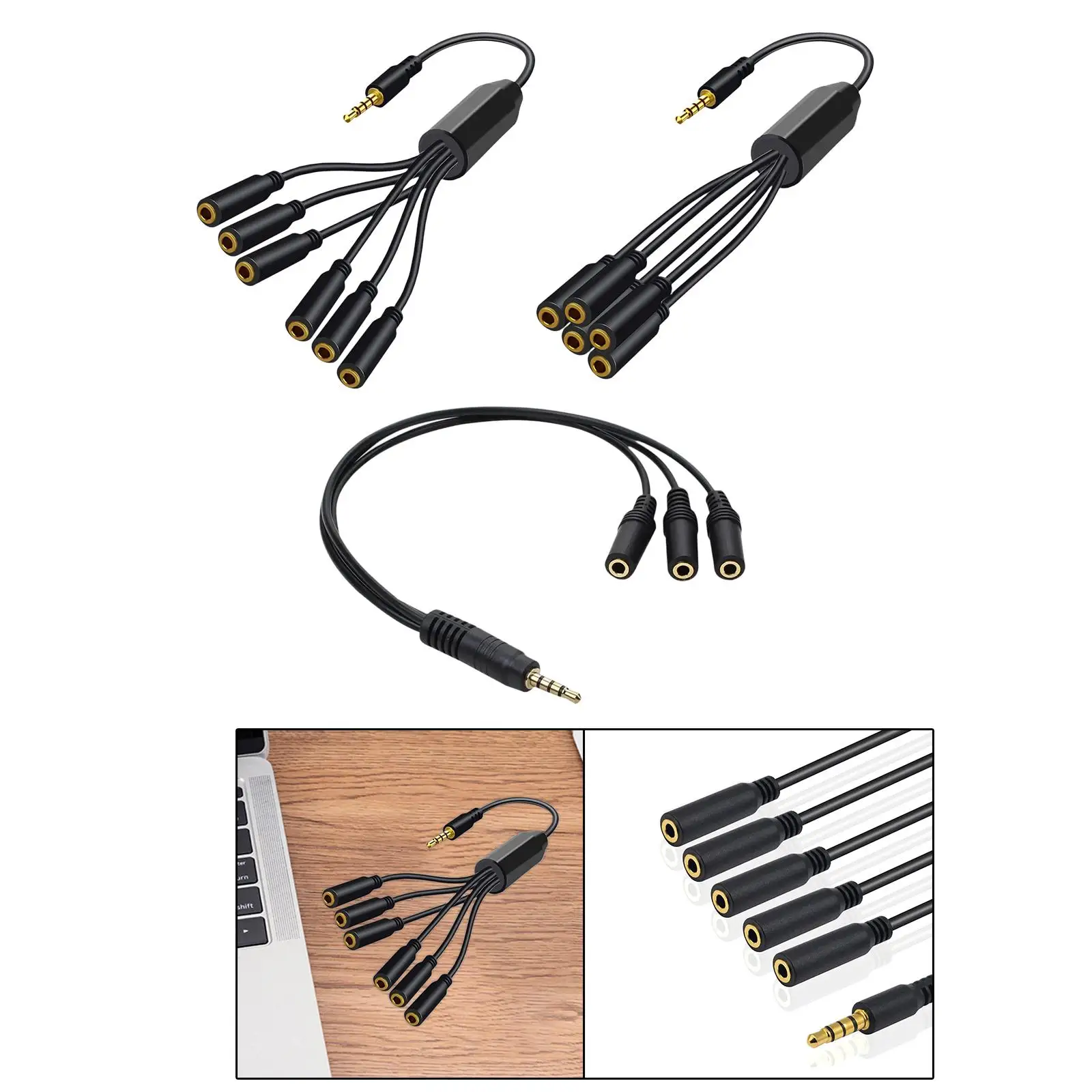 Headphone Splitter Practical High Performance Portable Convenient Wear Resistant Extension Cable for Laptop Phone Earphone