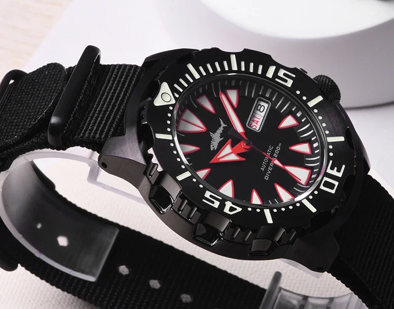 New HEIMDALLR Mechanical Watch NH36 Automatic Movement Waterproof Watches Sapphire Glass Luminous Men Watch Ghost Teeth Series