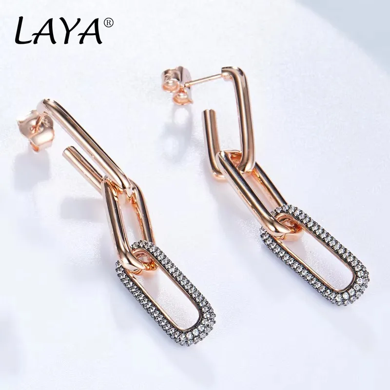 

LAYA настоящее серебро 925 пробы, двухцветные массивные серьги с камнями для женщин, длинные висячие аксессуары, роскошные ювелирные изделия, тренд 2023