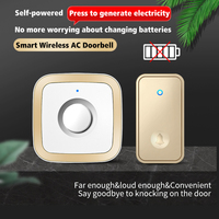 CACAZI Self-poweredWireless Doorbell No Need Battery Waterproof Button Outdoor Kinetic Door Chime EU Plug 1 Button 1 Receiver