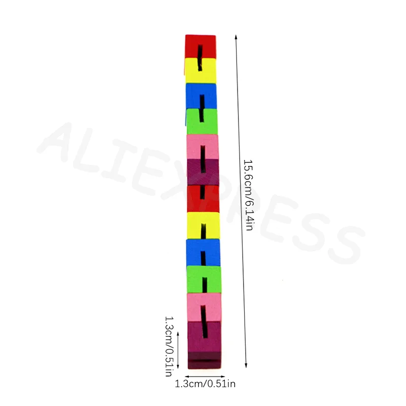 Set da gioco educativo creativo per alleviare lo stress per bambini e bambini piccoli Blocchi di costruzione in legno con corde cubiche colorate classiche