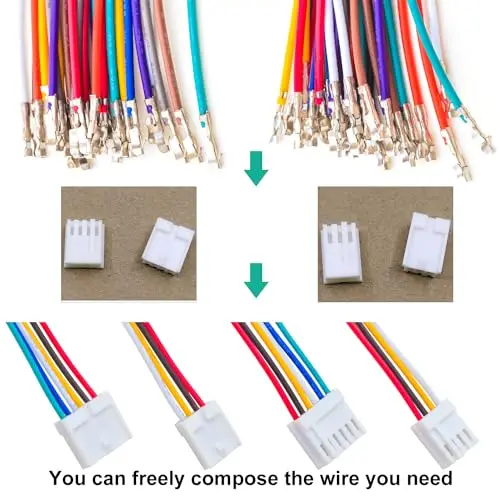 

Комплект гнездовых разъемов JST 2,54 мм с кабелем 22AWG, 2,54 мм 2*2/3/4/5/6/7/8/9/10-контактный корпус, набор адаптеров для проводов для электроники
