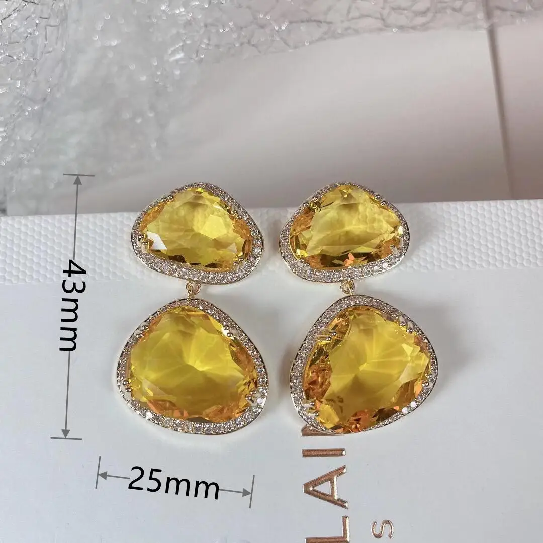 SENYU Luxury Irregular Big Stone Earring Fahsion Jelly Cubic Zirconia Lady\'s Party Jewelry Gifts Drop Earrings