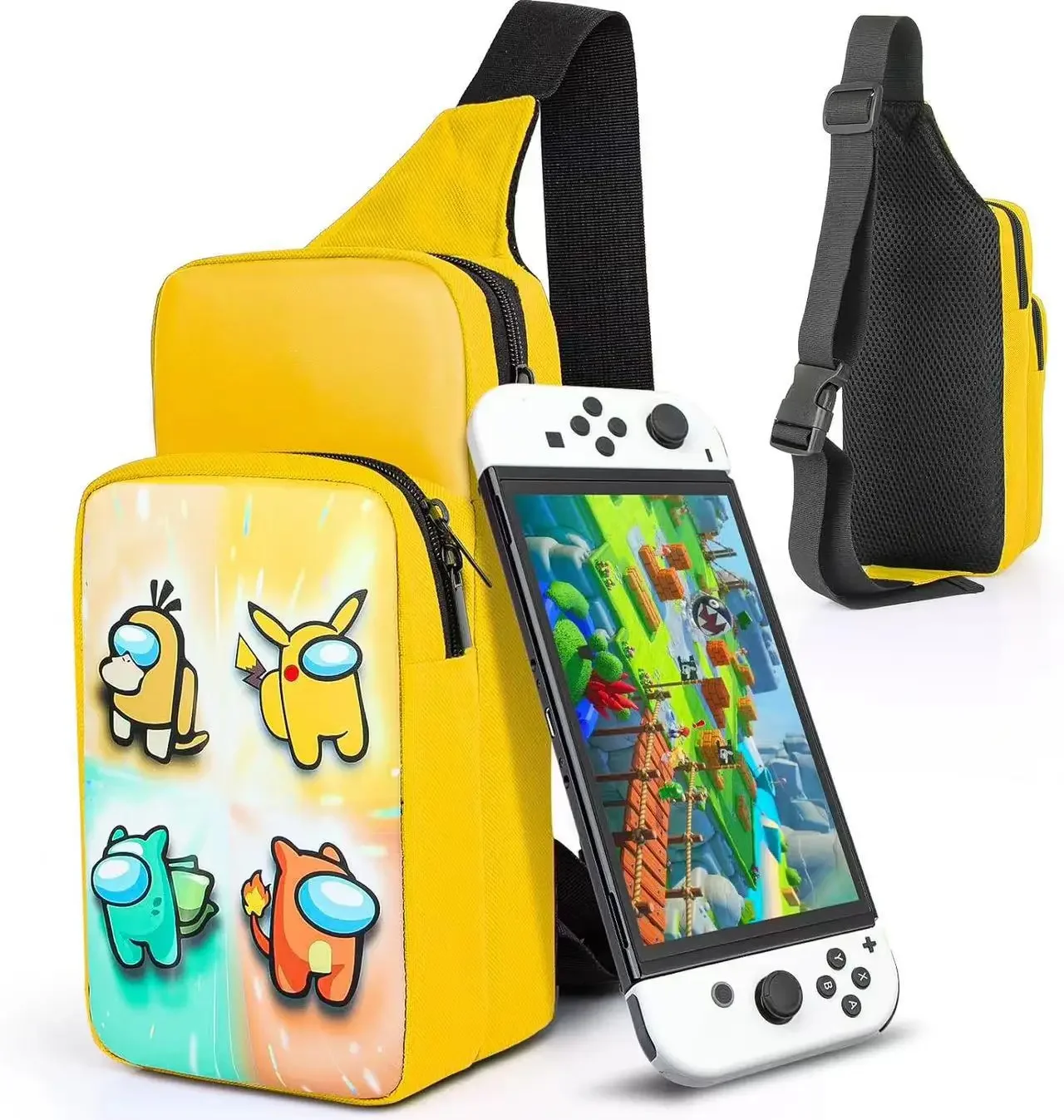 Pokemon Piakchu Chest Bag For Nintendo Switch Oled/Lite/Steam Deck JoyCon Storage Shoulder Travel Bag Backpack Game Accessories