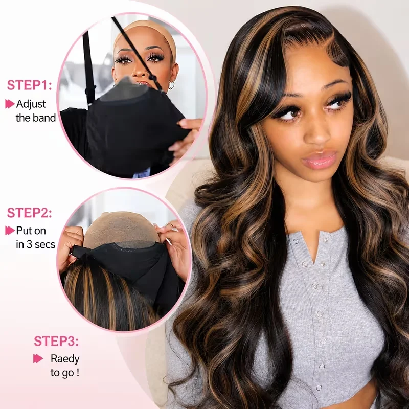 5x5 HD Lace Closure Wig Human Hair 1B/30 Ombre Highlight Body Wave Glueless Wig Pre Plucked Pre Cut Lace Wigs 250% Density Natural Wave Human Hair Wig For Women