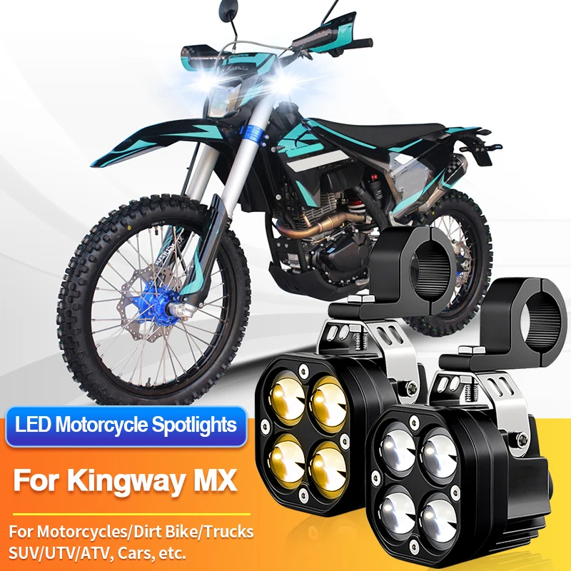 

1 Set Universal Motorcycles Headlight LED Fog Light 2-Color Spotlights for Kingway MX KW200ZH-8/MX KW200ZH-8CS/MX KW200ZH-8FT