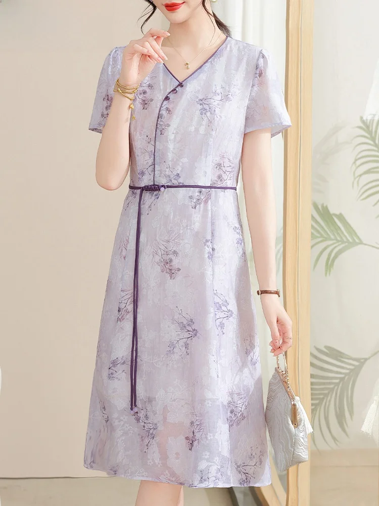 

Ele Midlife Mom Summer Dr National Sle Improved Skirt Midaged Women's Faionable Chiffon Long Dr