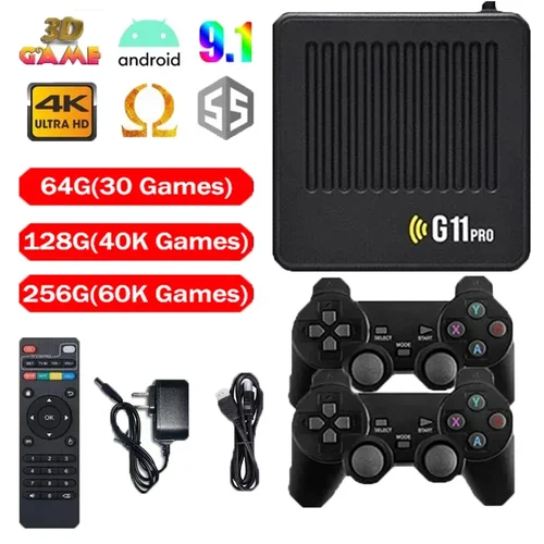 Imagen 1 del producto Consola de videojuegos G11 Pro, 60000 juegos integrados, 4K HD, 2,4G, 256GB, controlador inalámbrico Emuelec4.3 S905X2, sistema Dual, Gamebox familiar