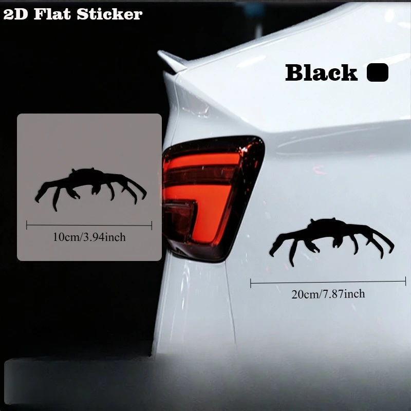 2Pcs/Set (1 Large+1 Small) Cute Crab Silhouette Vinyl Decal Waterproof Transparent Sticker for Car Side Rear Body Decor
