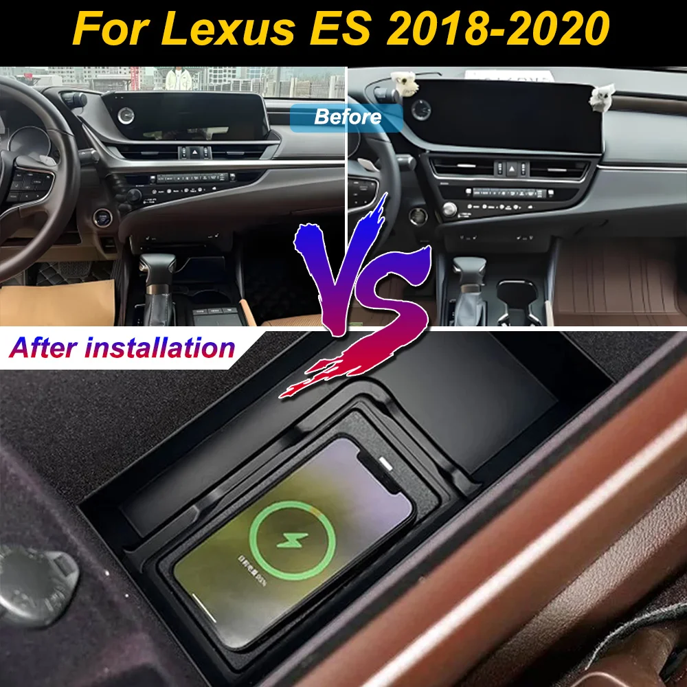 2Din for Lexus ES ES200 ES300 2018-2020 Car Wireless Mobile Phone Charger Center Console Storage iphone fast charge plate holder