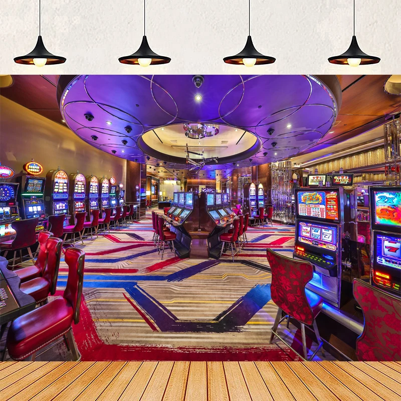 Fondo de fotografía Casino juego de azar mesa de ruleta fichas de Casino máquinas de ranura fondo de juego decoración de fiesta Banner