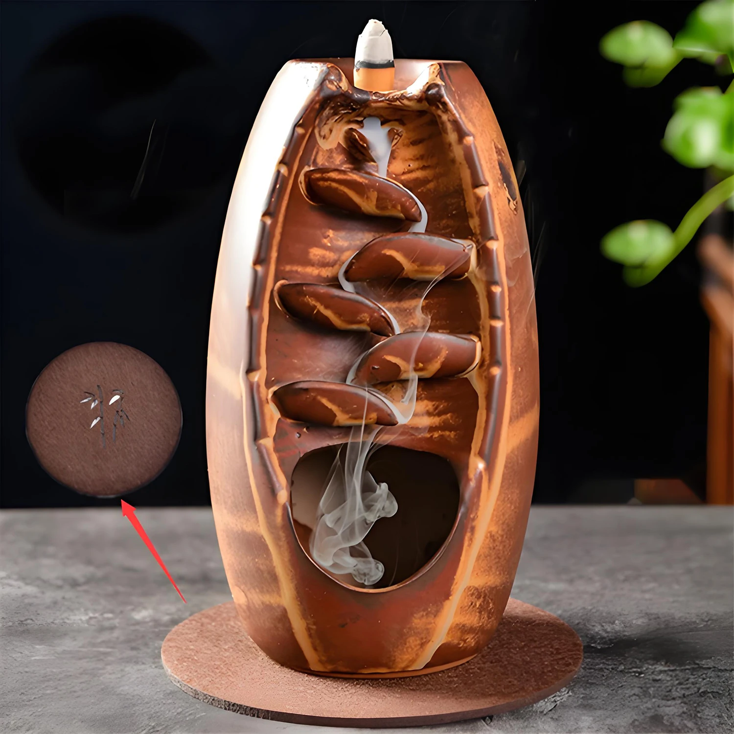 Ceramic Waterfall Backflow Incenser Handicraft Incense Censer Holder Household Aromatherapy Incense Burner Without Incense Cones