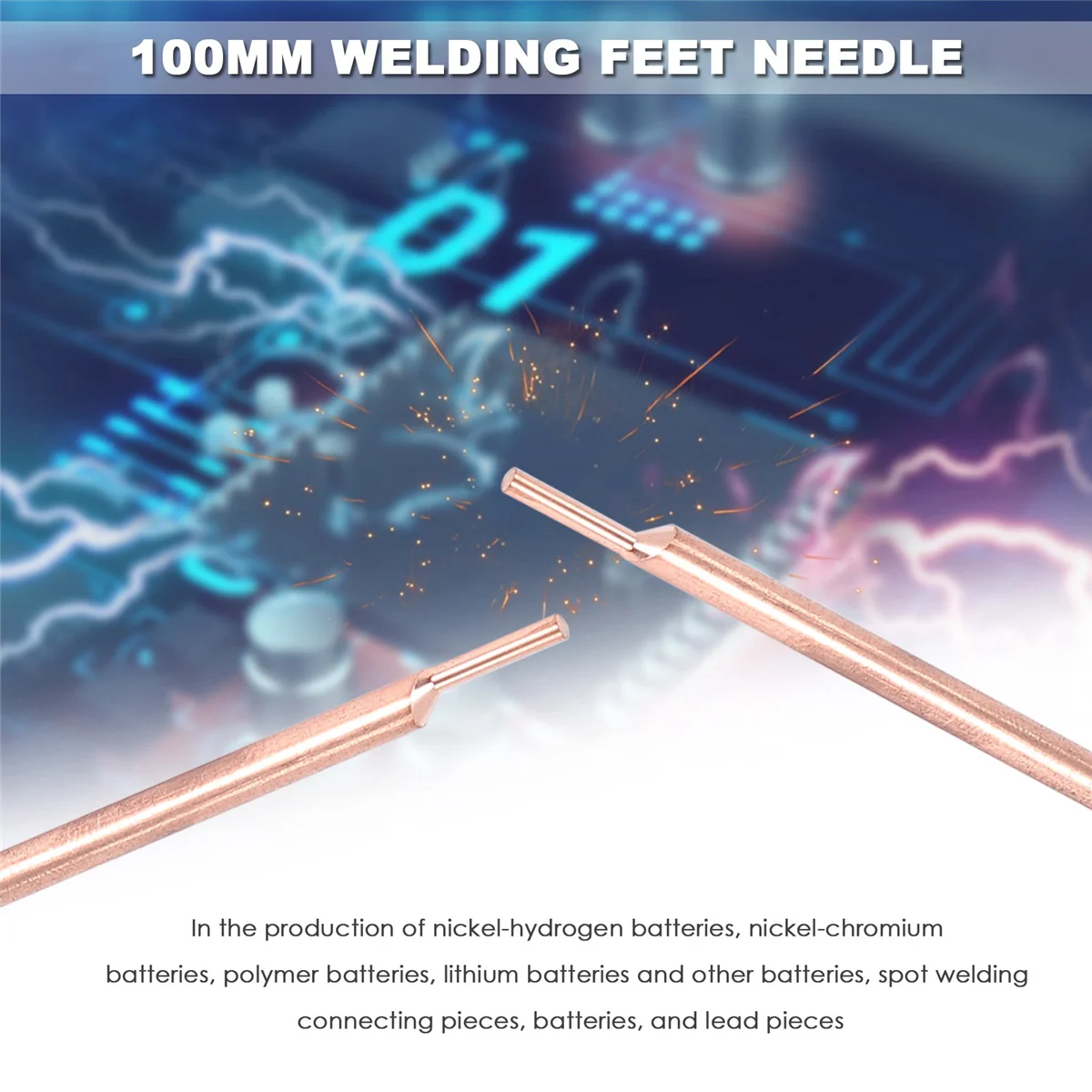 بقعة لحام دبوس 3X100mm الألومينا النحاس القطب تلميح قدم إبرة بطارية ليثيوم آلة لحام اكسسوارات 2 قطعة