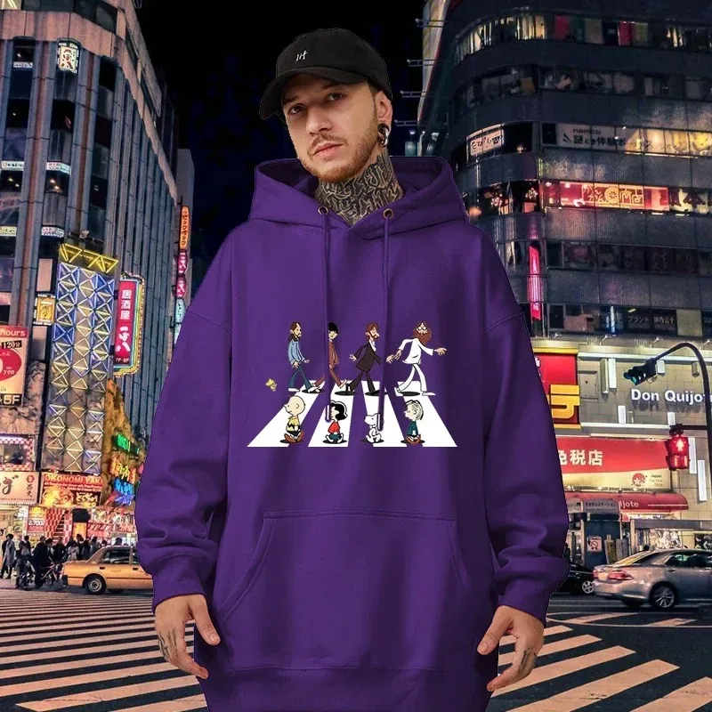 

Cartoon Character Men Hoodies Anime Kawaii Snoopy Casual Graphics Cozy Popular Hip Hop Daily Male Sweatshirts Autumn Winter