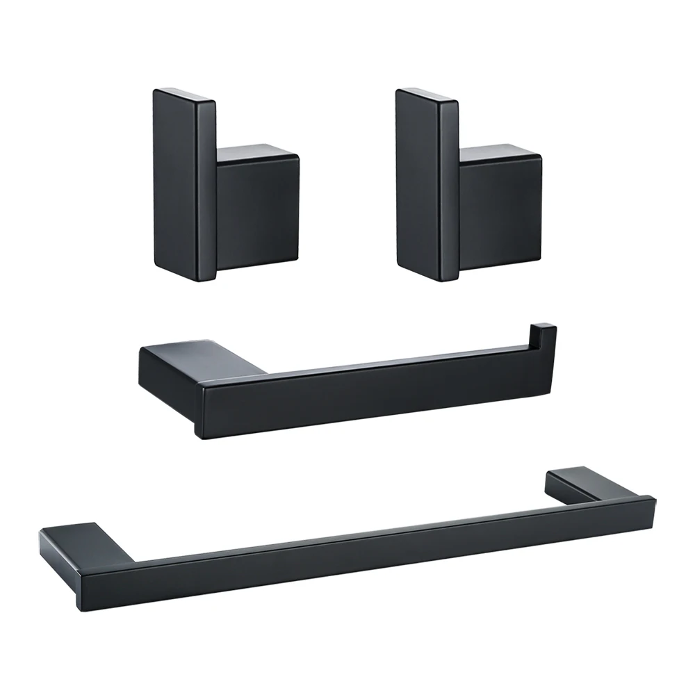 Bad Hardware Set Kit Zubehör Wand Handtuch Bar Robe Kleiderbügel Papier Halter Edelstahl Matt Schwarz.