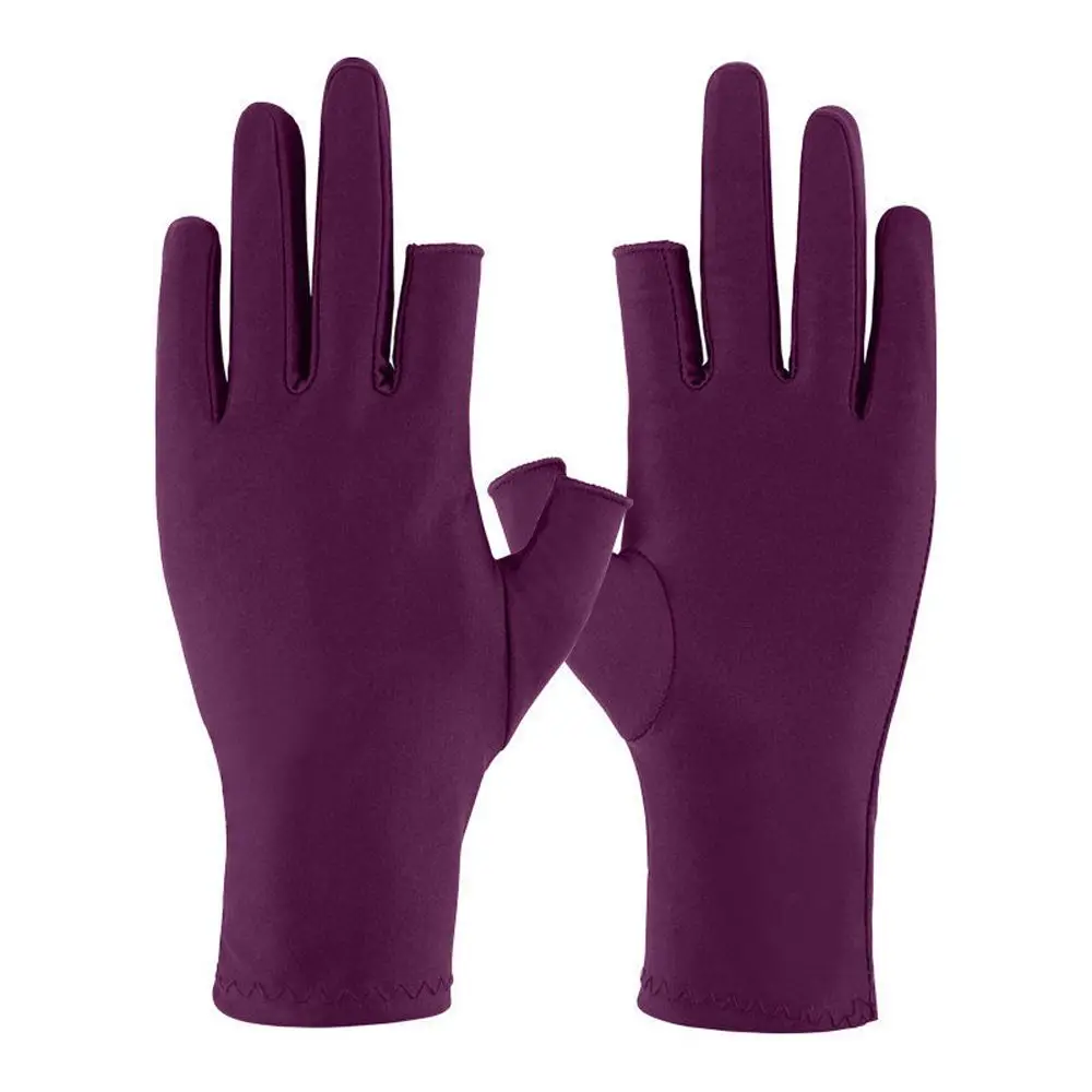 Short Breathable Two Finger Fashion Sunscreen Outdoor Fingerless Women Gloves Ice Silk Gloves Man Mittens