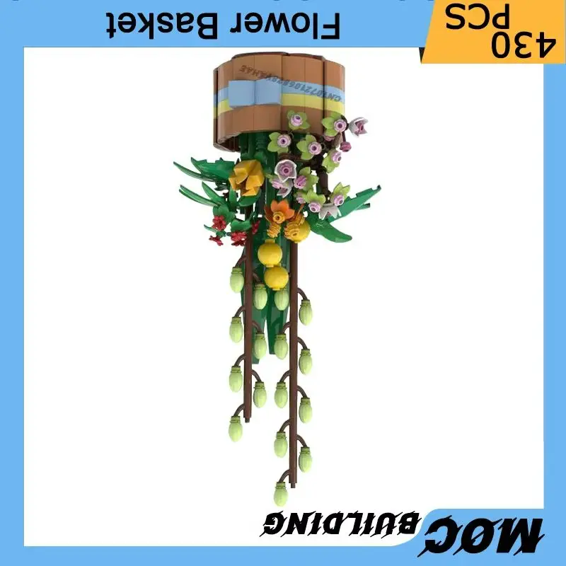 

MOC Building Blocks Creative Flower Basket Model DIY Assembly Bricks Decorative Street View Plants Toys Collection Easter Gifts