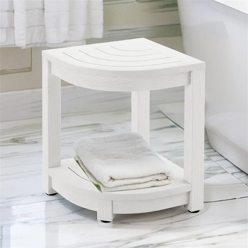 

【Summer Sale】PrimeFurnish Lightweight Shower Bench for Inside Shower, HDPS Corner Shower Stool for Shaving Legs, 17" Waterproof