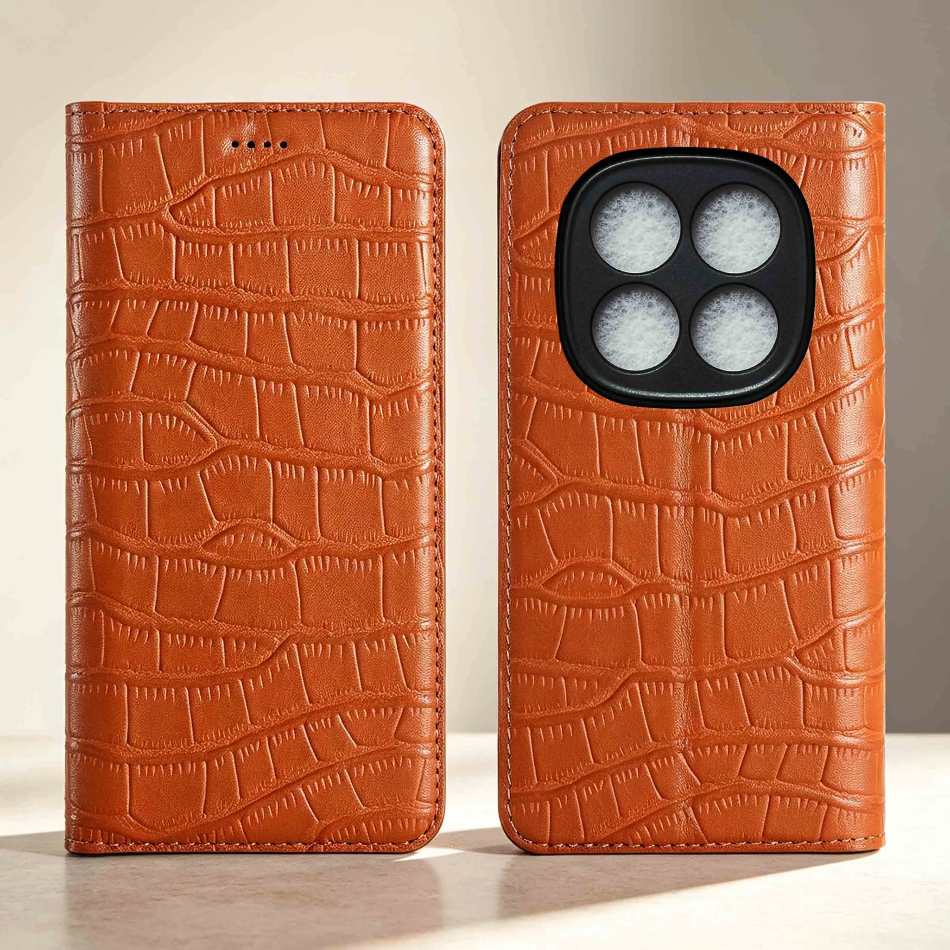 Crocodile Belly Genuine Leather Case For Redmi Note 7 8 8T 9 10 10S 11 12 12S 13 14 14S 15 17 Pro Max Plus Turbo Flip Phone Case
