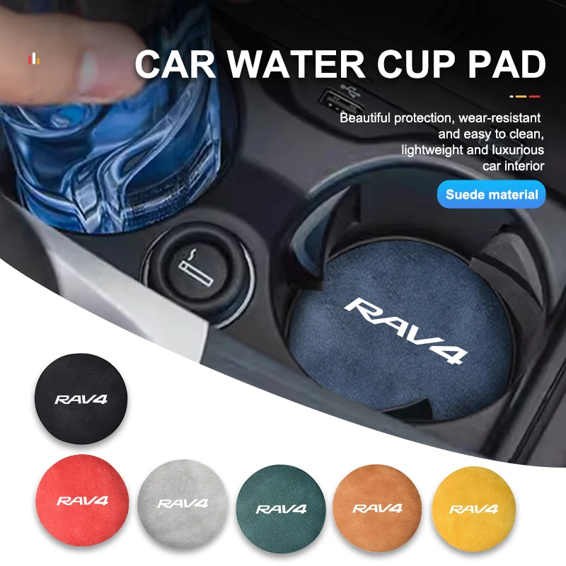 2pcs Suede Car Coaster Non-slip Water Cup Mat Bottle Holder Pad For Toyota RAV4 20 30 XA30 2007 2009 2010 2011 2012 2013 2006