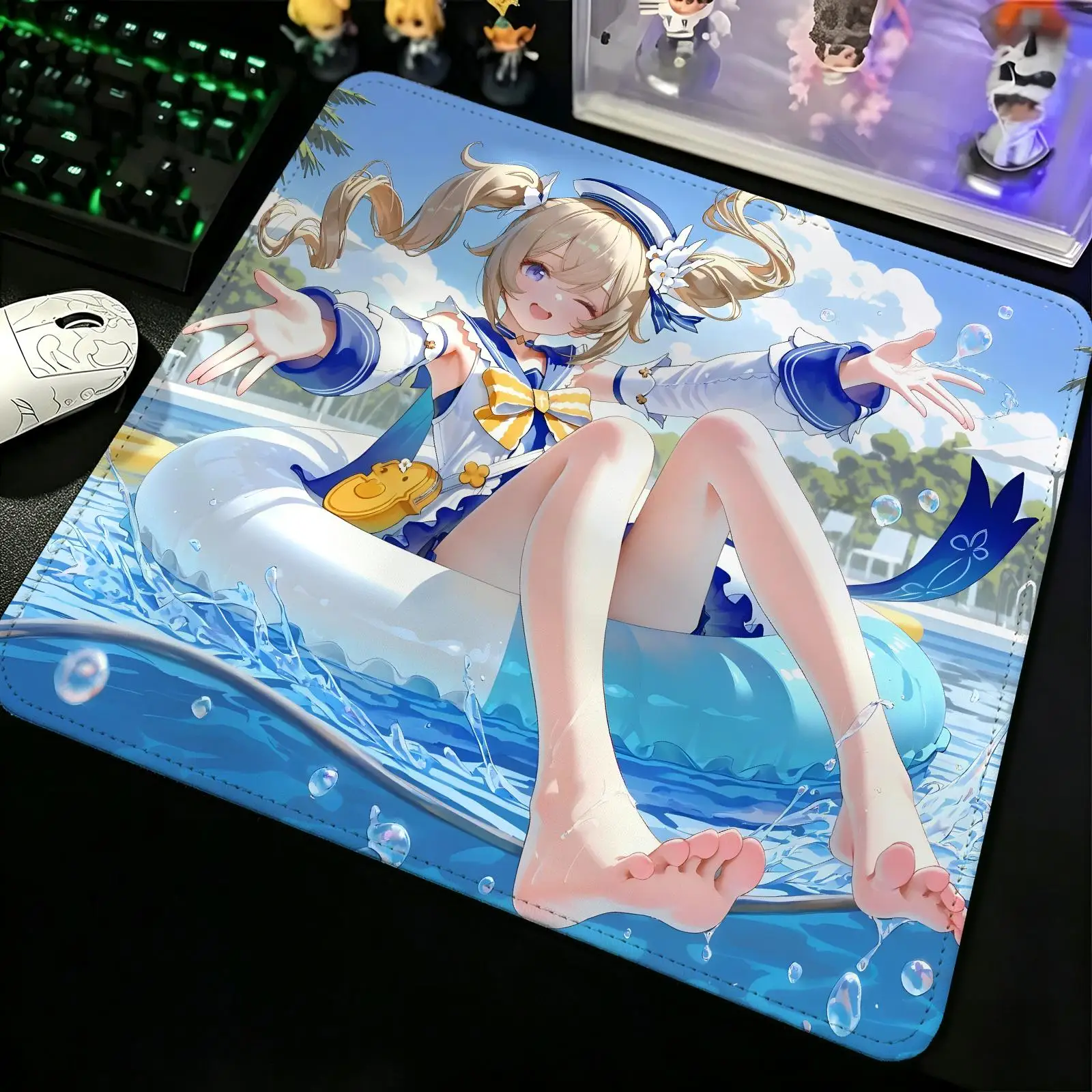 Compact Gaming Mat Reinforced Stitched Border, genshin impact Barbara S/M/L Sizes Portable Laptop Desk Pad for Office & E-sports