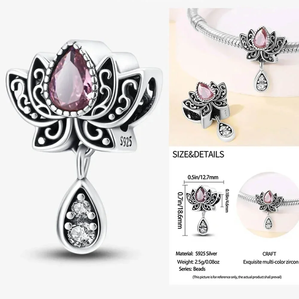 Dreamy 925 Sterling Silver Purple Magic House Butterfly Iris Flower Owl Beads Pendant Fit Women's Bracelet Necklace Jewelry Gift - view 4