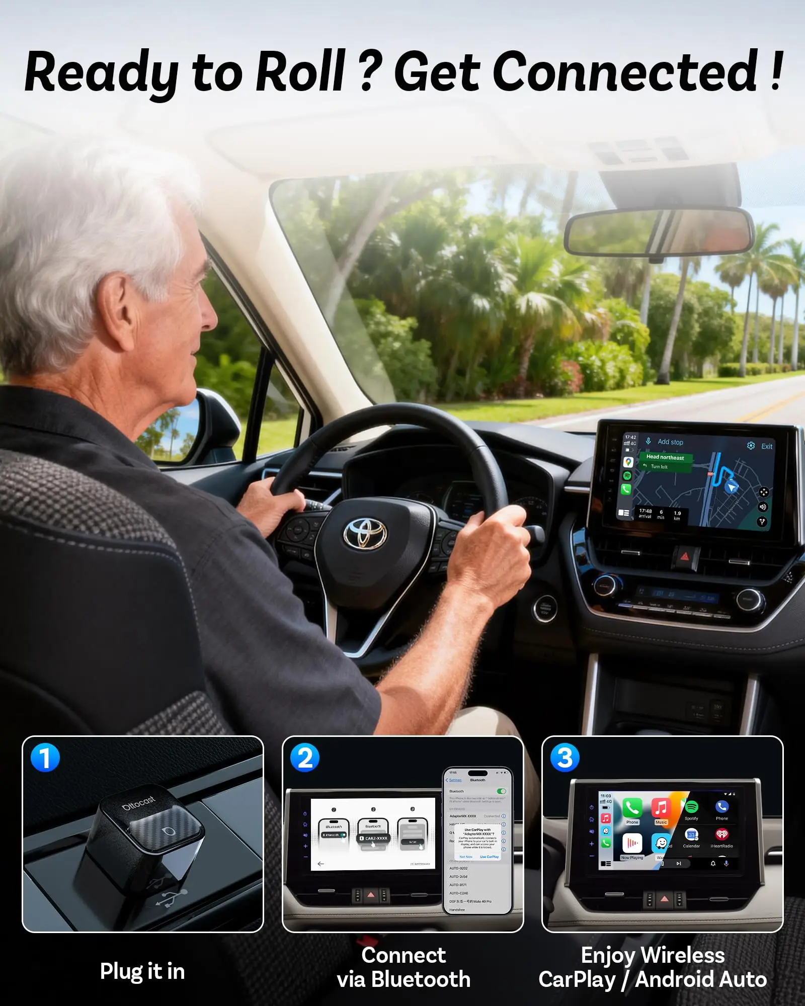 Ottocast Mini Core Wireless CarPlay Android Auto Adapter