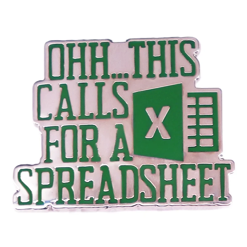 Office Spreadsheet Pin Badge Fun Workplace Accessory Gift