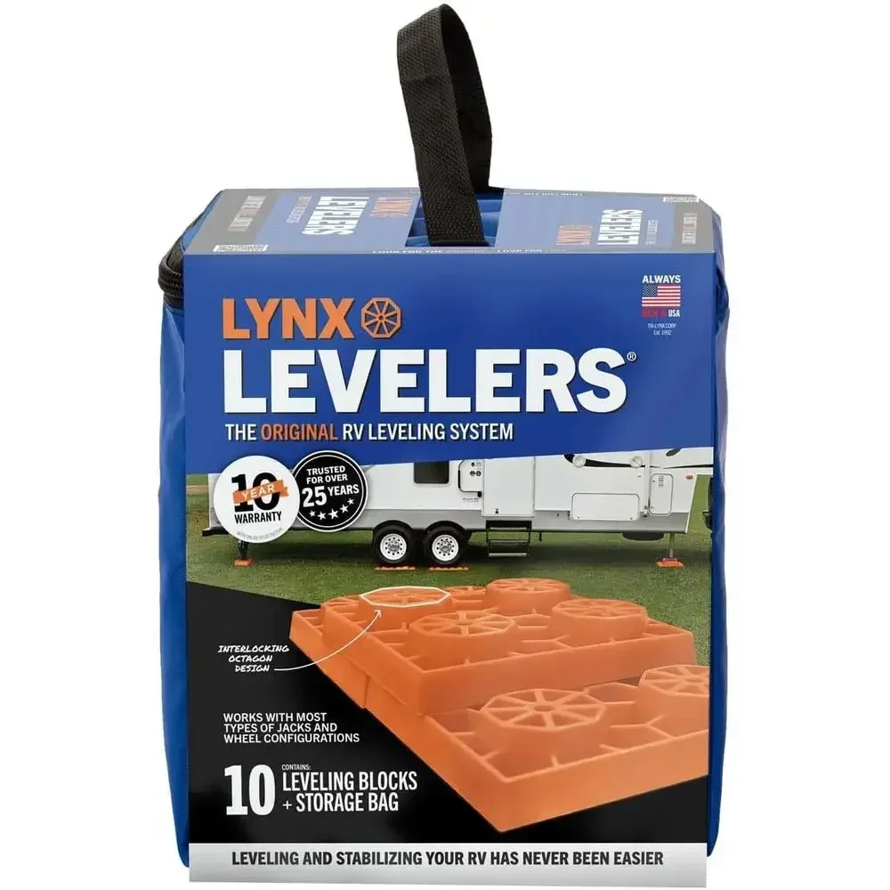Tri-Lynx Lynx Levelers RV/Trailer/Motorhome/Vanlife interlocking Leveling Blocks with Nylon Storage Bag for most Leveling and St